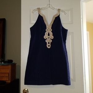 Lilly Pulitzer dress, navy blue with gold